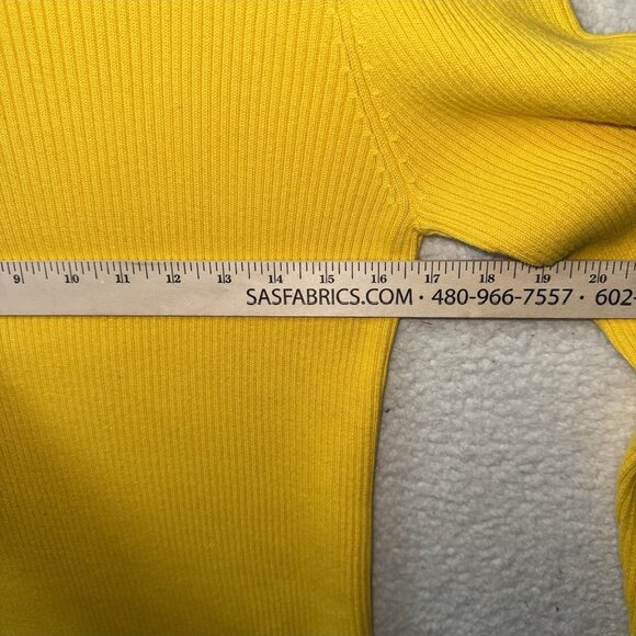 Vintage 90s LRL Lauren Ralph Lauren Turtleneck Sweater Medium Yellow Ribbed - Picture 4 of 6